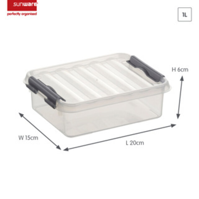 Sunware Q-line Opbergbox 1L Transparant Metaal