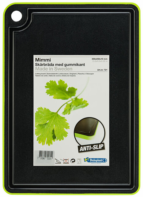 DaloPlast Cutting Board with Juice Channel in Polypropylene Black - Lime 25x35cm