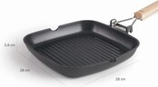 Lacor Grill pan SUA made of Aluminium, 100% PFOA-free, Two-layer, Collapsible Handle Suitable for Induction