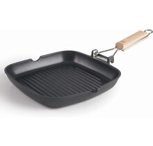 Lacor Grillpan SUA van Aluminium, 100% PFOA-vrij, Tweelaags, Inklapbare Handgreep Geschikt voor Inductie