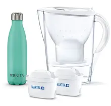 Brita Wasserfilterkanne Marella Cool White + 2 Maxtra + Filter + Thermoskanne 2400 ml
