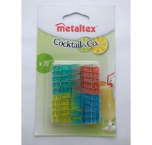 Metaltex Party Line Marqueurs de verre 20 clips couleurs assorties