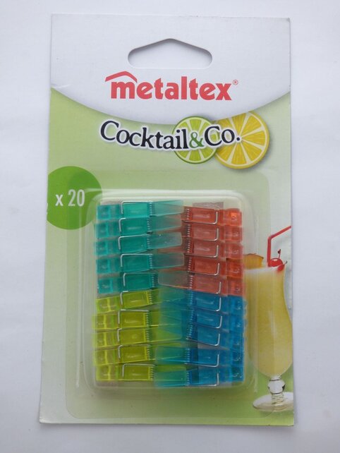 Metaltex Party Line Glass Transparante Miniclips 20 Stuks - Kleurrijk
