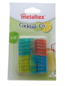 Metaltex Party Line Glass Markers 20 Clips Assorted Colors