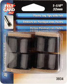 Leg Tips-Plastic-W/Felt-Black 1-1/4