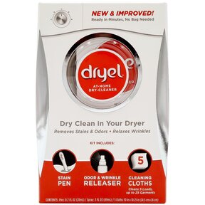 Dryel Starter Kit – Includes 5 Cloths,Stain Pen,Wrinkle Rls