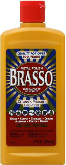 Brasso Metal Polish, 235ml Bottle for Brass, Copper, Stainless, Chrome, Aluminum, Pewter & Bronze