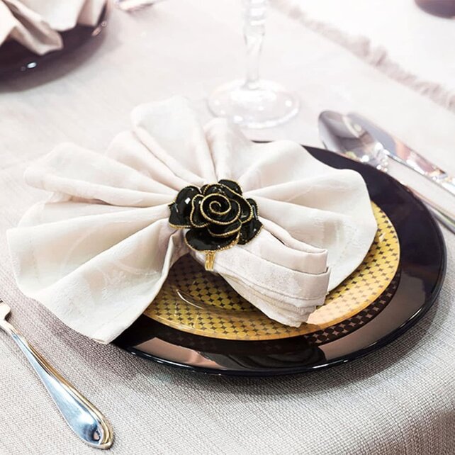Brilliant Napkin Ring Black rose set of 6