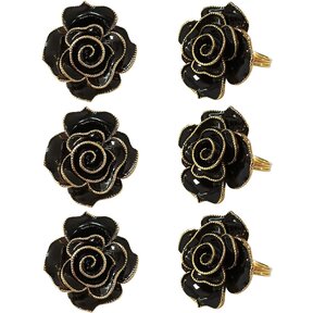 Napkin Ring Black rose set of 6