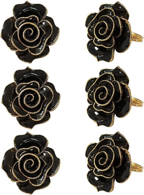 Brilliant Napkin Ring Black rose set of 6