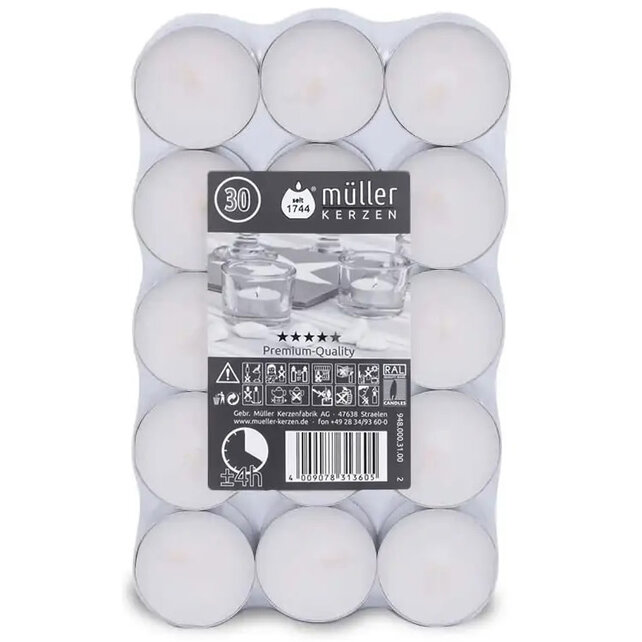 Müller Bougies à réchaud 4h - 30 pièces