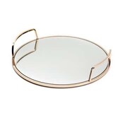 Paldinox Gold Plated Round Small Mirror Tray