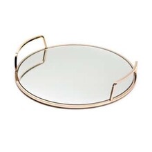 Paldinox Gold Plated Round Small Mirror Tray