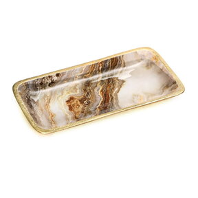Rectangle Tray 20x10cm Enamel Marble/Gold
