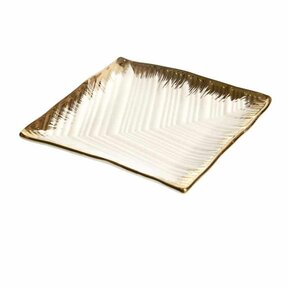 White/Gold Rim Square Plates - Set of 6