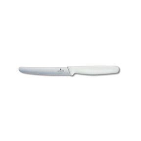 Couteau de Cuisine Dentelé Bord Rond 10cm Blanc