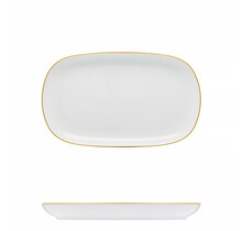 Thun White Oval Dish with Gold Rim 23cm - Tom