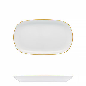Plat ovale blanc avec bord doré 23cm - Tom