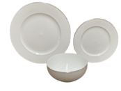 Service de vaisselle en porcelaine osseuse brillante Royal 18 pièces + 6 bols
