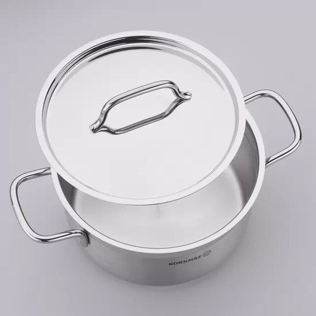 Korkmaz Alfa Series Cooking pan stainless steel - Suitable for all heat sources including induction - High-quality materials