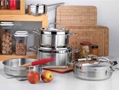 Korkmaz Alfa Series Poêle de cuisson en acier inoxydable à double fond - Convient à toutes les sources de chaleur, y compris l'induction - Matériaux de haute qualité