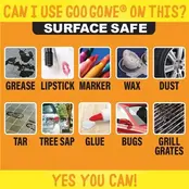 Goo Gone Original Liquid Surface Safe Adhesive Remover Enlève en toute sécurité les autocollants, les étiquettes, les décalcomanies, les résidus de ruban adhésif, le chewing-gum, la graisse, le goudron et la colle de crayon.
