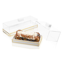 Lucite Rectangle Cake Display - Gold Rim