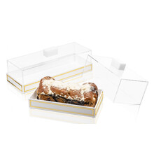 Lucite Rectangle Cake Display - Gold Rim