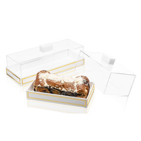 Lucite Rectangle Cake Display - Goldene Rand