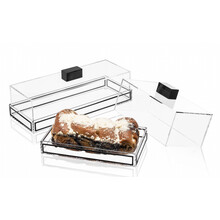 Lucite Rectangle Tortenblock Kuppel - Schwarzer Rand