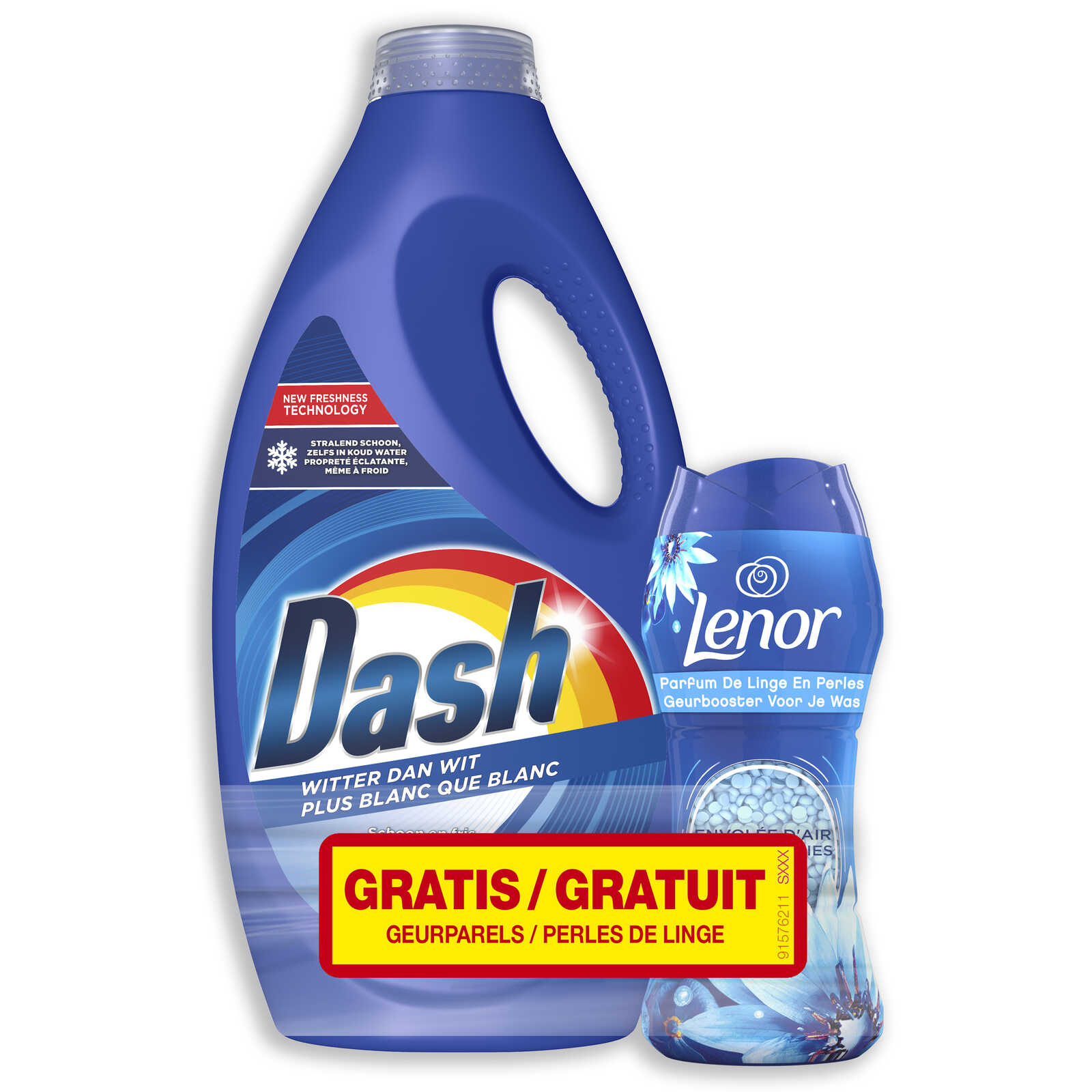 Dash Liquid Dash Liquid Witter Dan Wit + Gratis Lenor Geurbooster Zeebries 32sc/1.440L