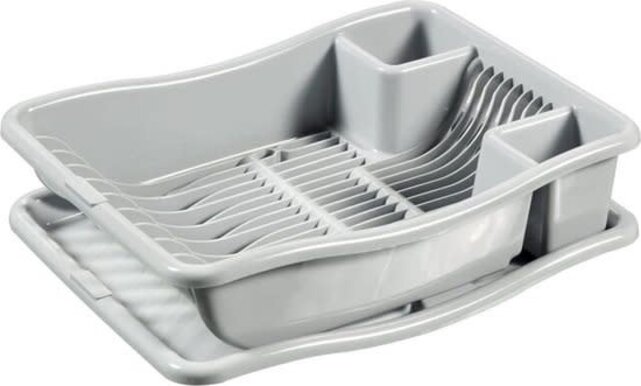 Curver Dish Drying Rack with Luna Tray - Light Grey