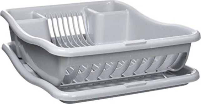 Curver Dish Drying Rack with Luna Tray - Light Grey