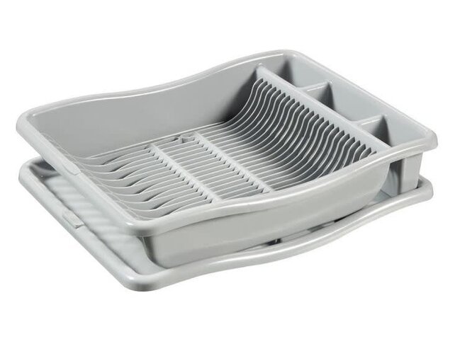 Curver Dish Drying Rack with Luna Tray - Light Grey