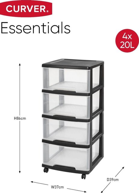 Curver Sliding Drawer Storage System 4X20 L