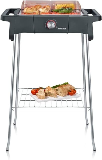 Grill électrique SEVERIN Style Evo avec étagère, jusqu'à 350°C, distribution de chaleur optimale, noir