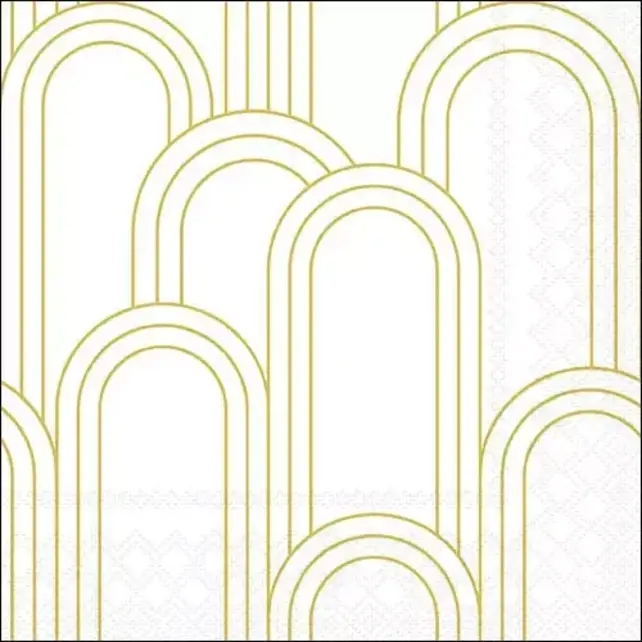 Ambiente Napkins Geometric lines Gold/White