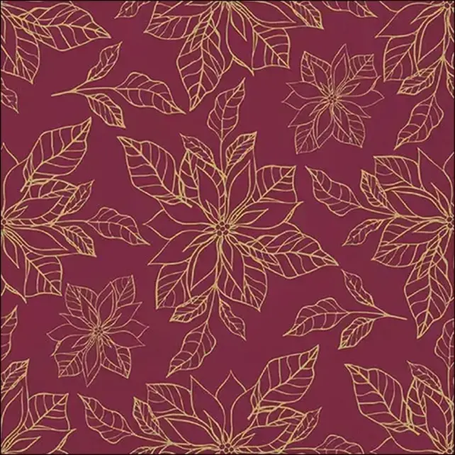 Ambiente Napkins Poinsettia Outline Bordeaux