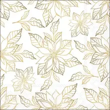 Napkins  Poinsettia Outline Gold