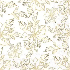 Napkins  Poinsettia Outline Gold