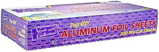 Nicole Home Collection Pre-Cut Aluminum Foil Sheets, 30.5 x 27 cm, 200 Sheets