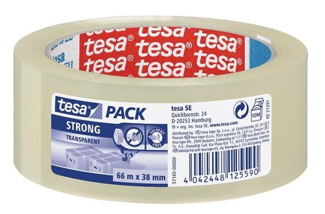 Tesa verpakkingstape Strong transparant 66X38mm