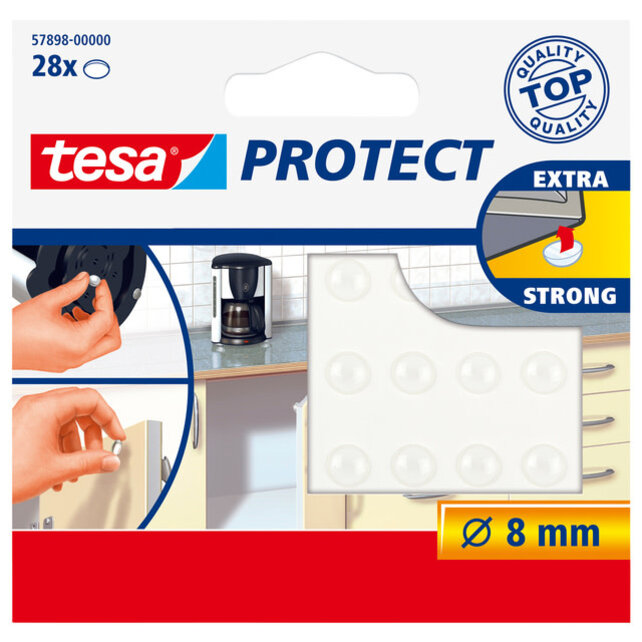 Tesa Protect Tampons Anti-bruit/Anti-dérapants Ø8mm - 28 pièces