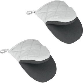 Oven gloves 14 cm Cotton Grey/Black 2 Pieces