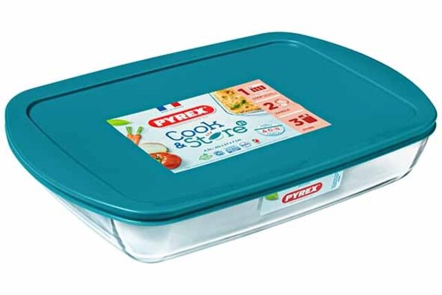 Pyrex Cook & Store Rechthoekige Ovenschaal met Kunststof Deksel