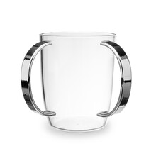 Acrylwaschglas mit Silbernen Griffen