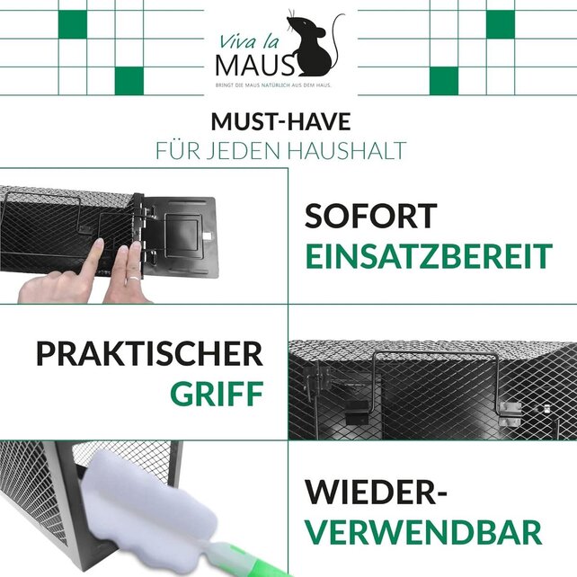 Lebendfalle für Mäuse & Ratten - 2er-Pack, Wiederverwendbar - Pulverbeschichteter Stahl