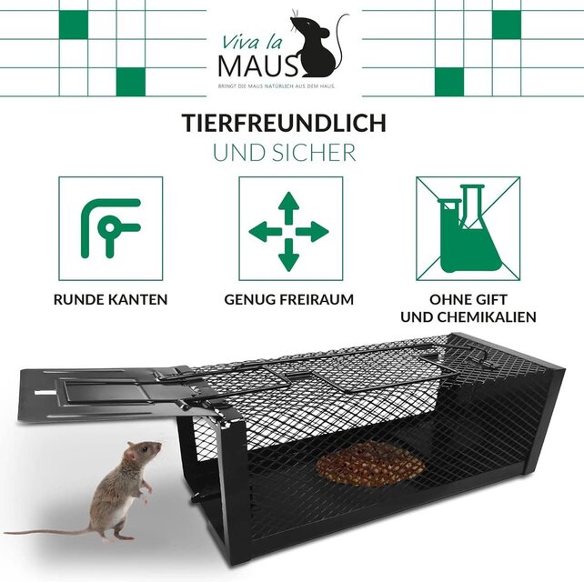 Live Muizenval & Rattenval - Set van 2, Herbruikbaar - Poedergecoat Staal