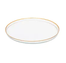 Assiette de présentation en verre transparent avec bord doré Ø32cm