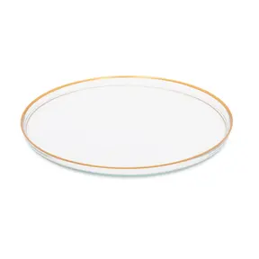 Assiette de présentation en verre transparent avec bord doré Ø32cm